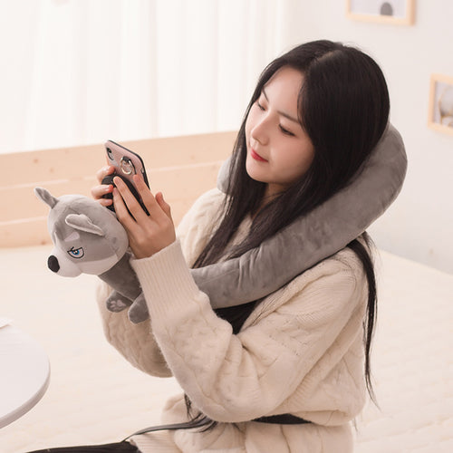 Cartoon Animal U-shaped Pillow Removable Mobile Phone Stand Bed Watching Tv Hanging Neck Cervical Spine Pillow Lazy Stand