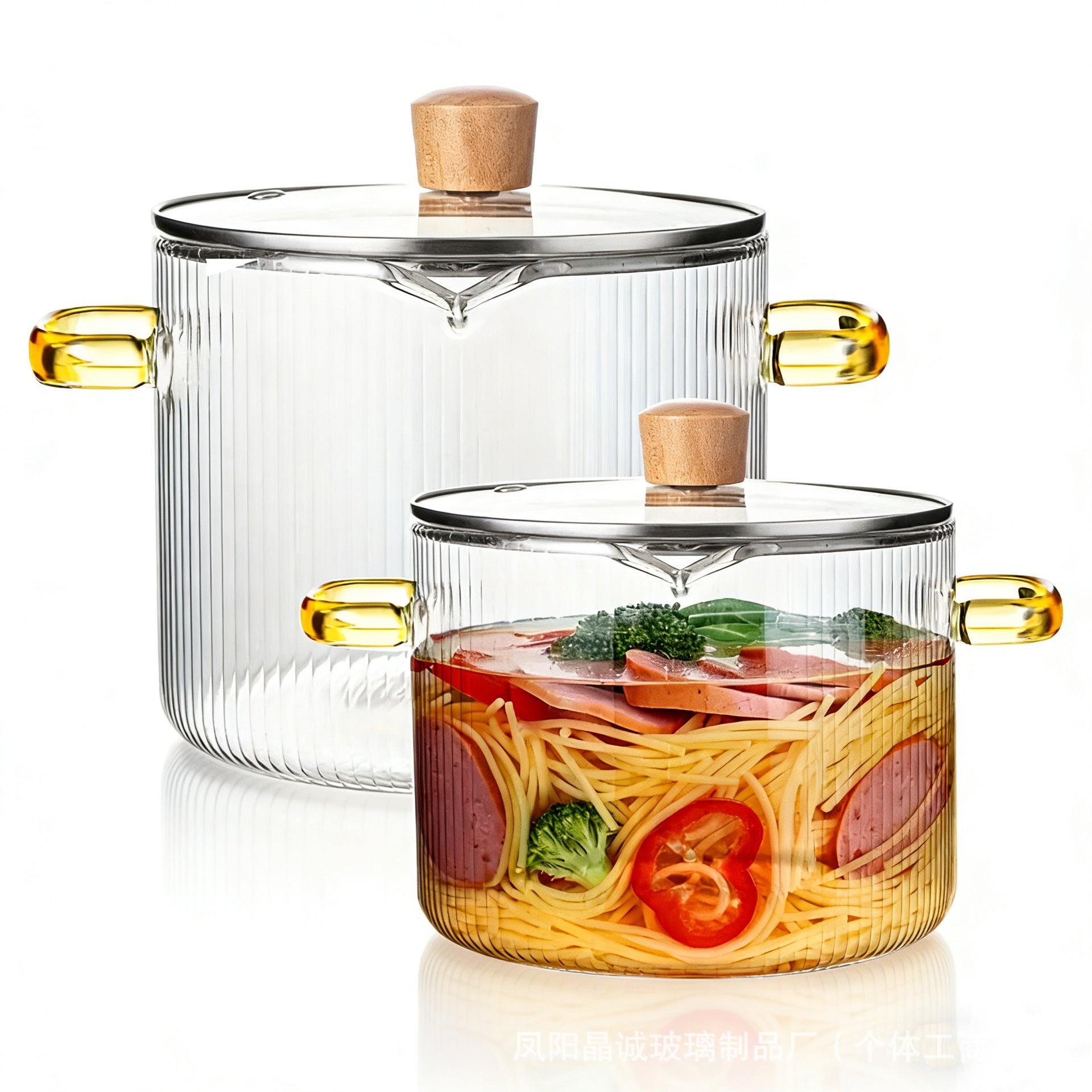 High Borosilicate Glass Pot For Instant Noodles, Household Baby Food Pot, Double-Ear Soup Pot, Suitable For Open Flame Cooking, Red Wine Pot, Cross-Border Popular Pot