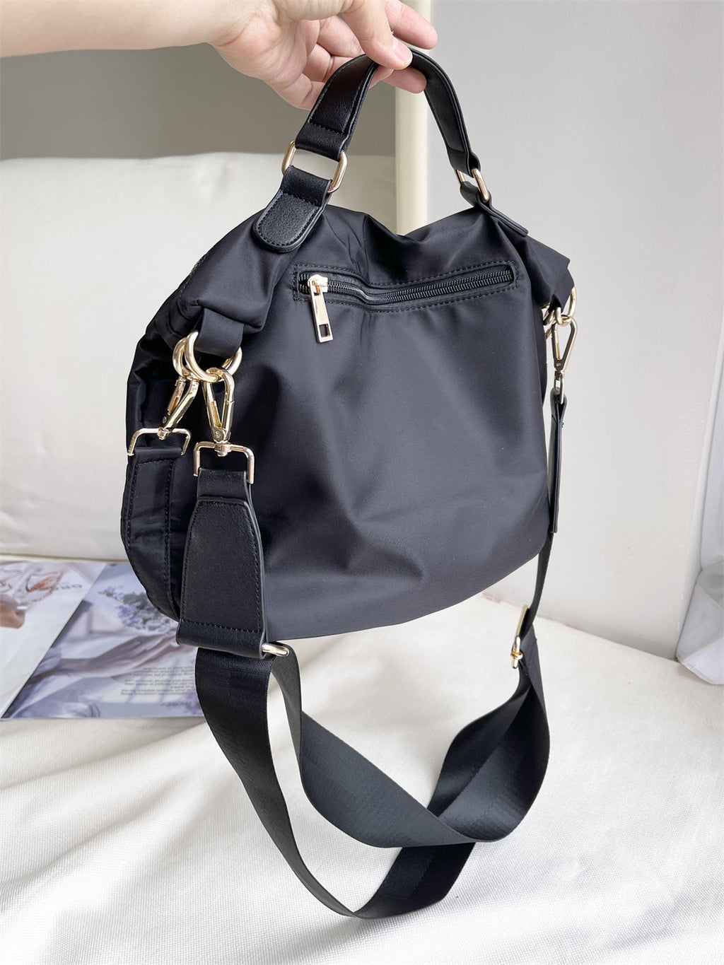 2025 Korean Style Medium-Sized Casual Saddle Bag Versatile Nylon Fabric Multi-Use Handbag Shoulder Crossbody Bag Women's Fashion Versatile