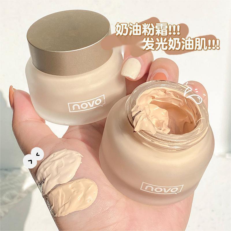 NOVO Luxury Soft Light Foundation Liquid Waterproof Sweat-proof Makeup Concealer Moisturizing Student Party Affordable Foundation Cream