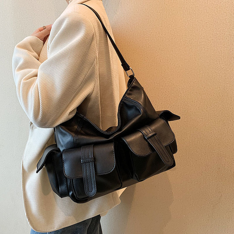 Women's Shoulder Bag 2023 Spring New PU Texture Large Capacity Messenger Bag Trendy Niche Design Underarm Bag Wholesale