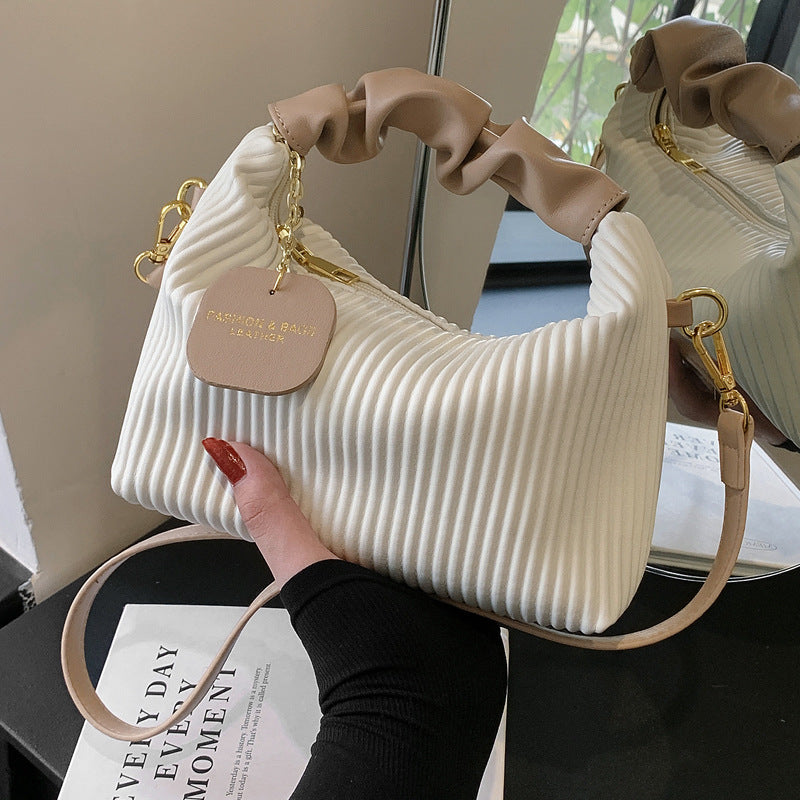 Textured Vertical Striped Handbag 2023 New Niche Design Shoulder Messenger Bag Western Style All-match Bag For Women Wholesale