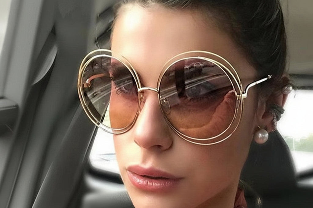 8048 New Wild Fox Internet Celebrity Large Frame Sunglasses Round Frame Women's Sunglasses Real Film Sunglasses Flat Mirror