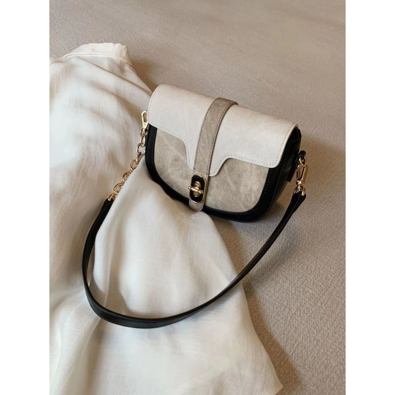 Niche Design High-End Bag For Women 2023 New Ins Crossbody Semi-Circle Saddle Bag Spliced ​​Shoulder Armpit Bag