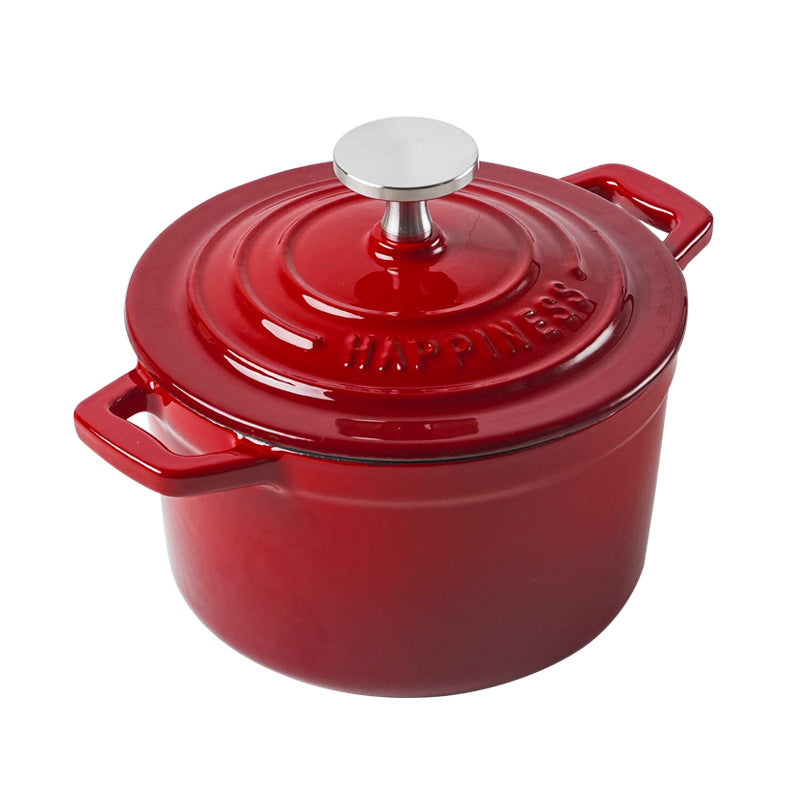 Small Happiness Cast Iron Pot Enamel Pot Household Soup Stew Pot Non-stick Pot Mini Stew Pot Small Milk Pot Soup Pot Braised Pot