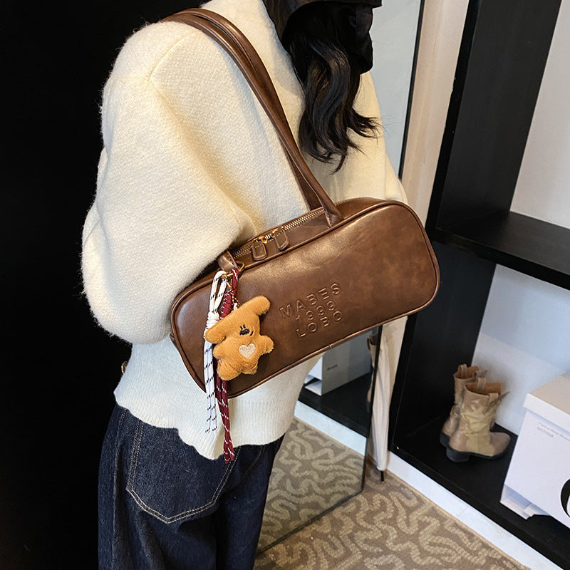 Shoulder Bag Korean Blogger's Same Retro Bowling Handbag Autumn And Winter Texture Niche Design Commuter Bag For Women