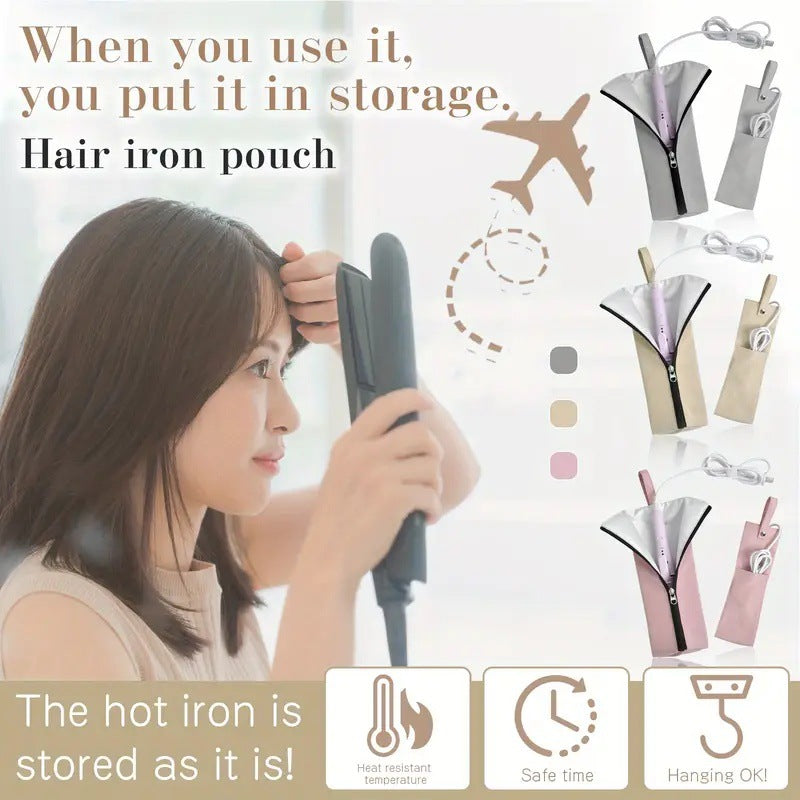 HeatGuard Polyester Storage Bag For Curling Iron And Hair Straightener Portable Fireproof Organizer Storage Bag