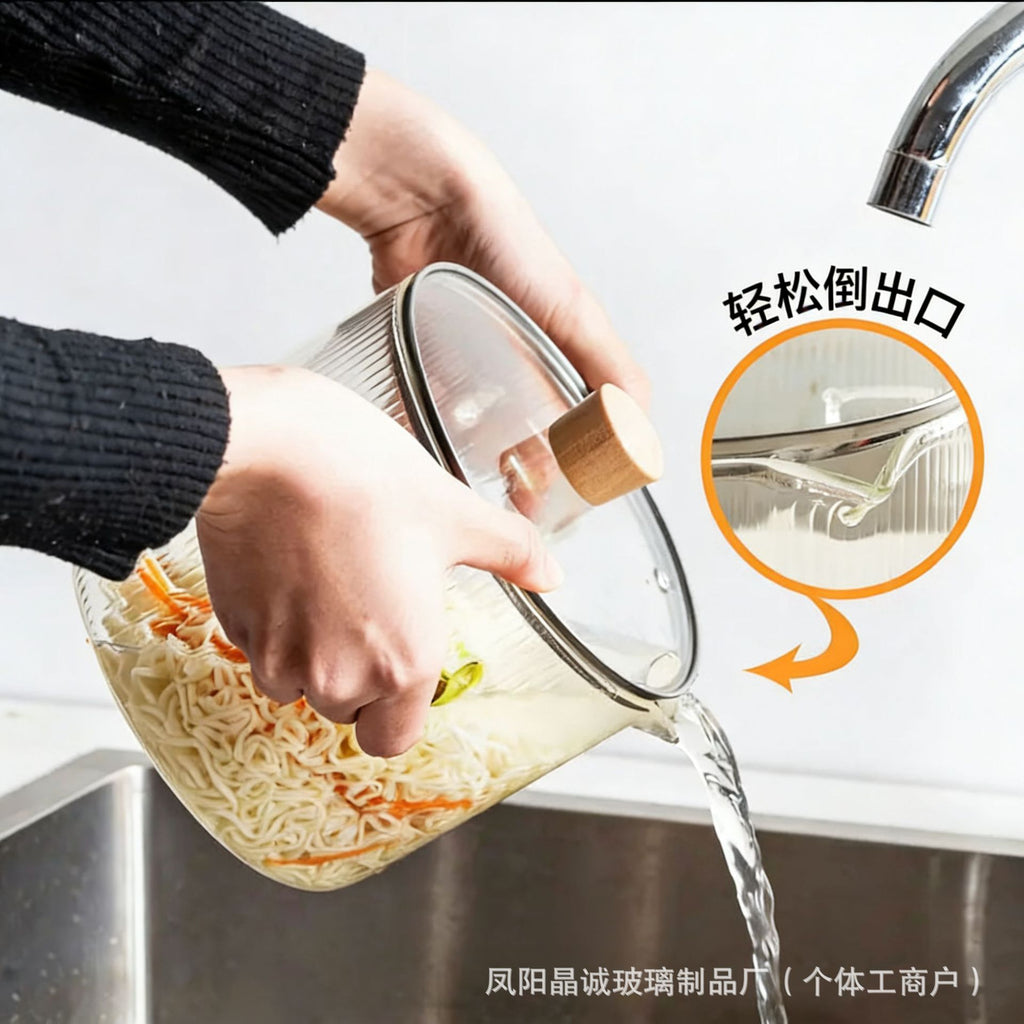 High Borosilicate Glass Pot For Instant Noodles, Household Baby Food Pot, Double-Ear Soup Pot, Suitable For Open Flame Cooking, Red Wine Pot, Cross-Border Popular Pot