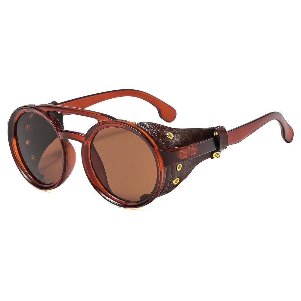 New Fashion Punk Leather Buckle PC Sunglasses UV Protection Personalized Sunglasses Street Shot Men's And Women's Glasses