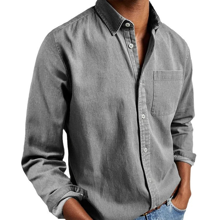 2024 Cross-border Export E-commerce New Amazon Independent Station Men's Shirt New Long-sleeved Lapel Men's Shirt