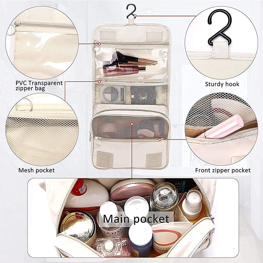 Women Cosmetic Bag Travel With Hook Toiletry Storage Organizer Women's Cosmetic Bag Waterproof Bathroom Shower Bag