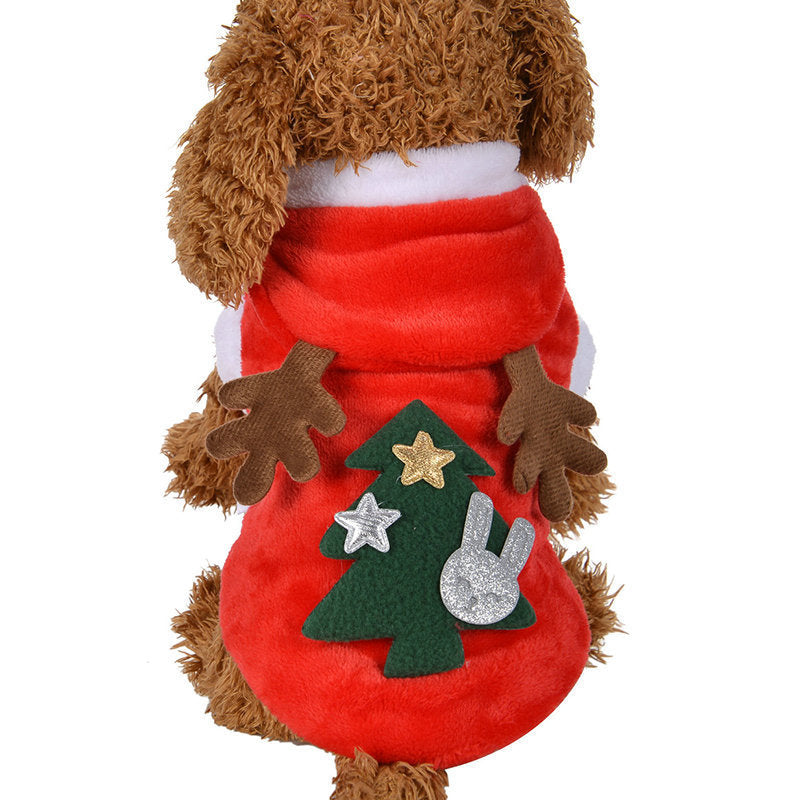 Pet Clothes Autumn And Winter Flannel Festive Clothes Elk Christmas Clothes New Year's Clothes Halloween Christmas Dog Clothes