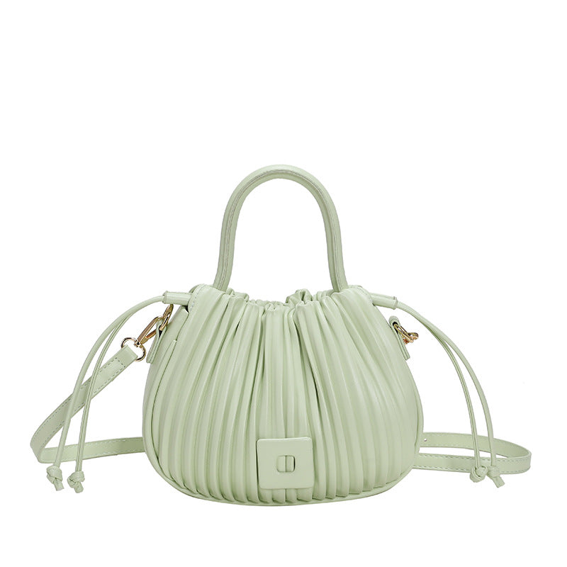 Niche Design Bag Women's 2025 New Spring High-end Pleated Bucket Handbag All-match Shoulder Crossbody Bag