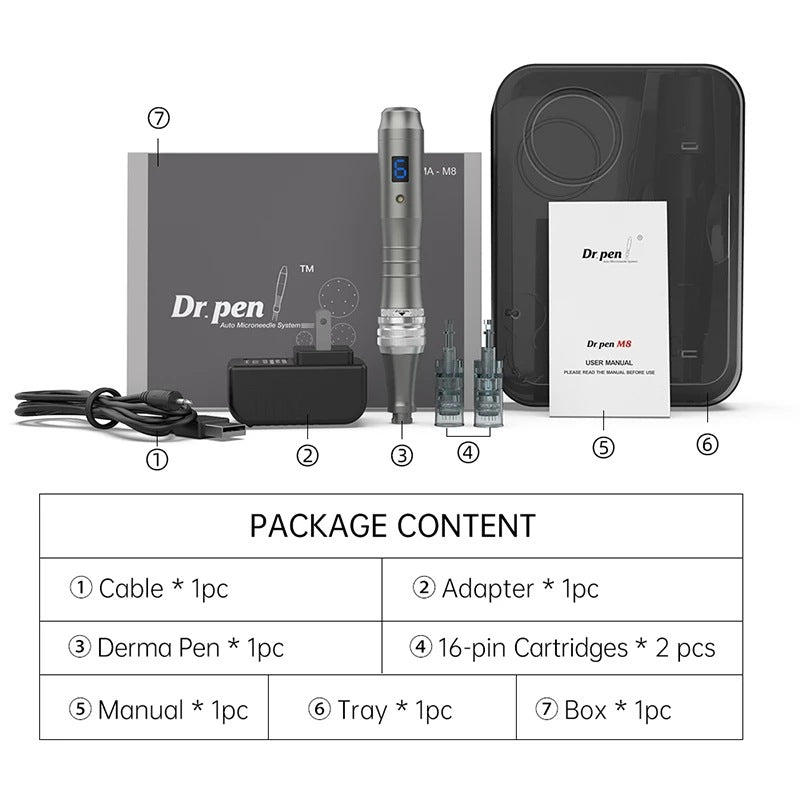 Dr.Pen M8 Small Black Pen Mts Electric Microneedle Device For Acne Removal, Mesoderm Nano Microcrystal Introduction Beauty Device, Portable