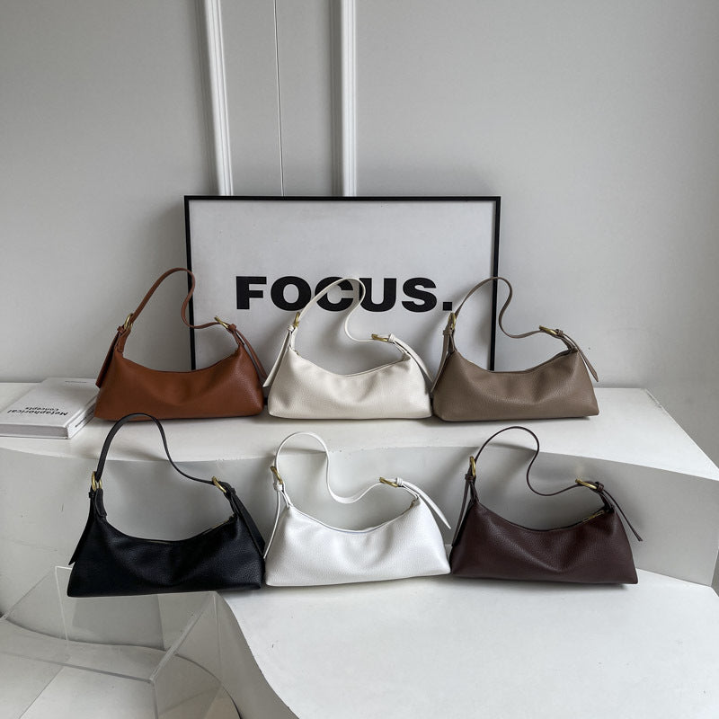 Vintage Niche Design Bag Women's Autumn And Winter 2025 New Fashionable One-shoulder Underarm Bag Soft Leather Texturized Crossbody Bag