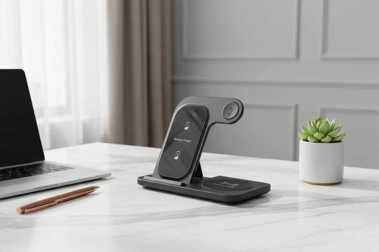 Ultra-thin Double Coil Wireless Three-in-one charger