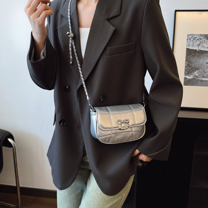 Silver Bag For Women 2025 New Trendy Niche Design Chain Armpit Shoulder Bag High-Quality Texture Crossbody Bag For Women
