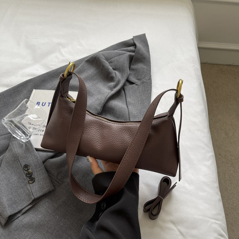 Vintage Niche Design Bag Women's Autumn And Winter 2025 New Fashionable One-shoulder Underarm Bag Soft Leather Texturized Crossbody Bag
