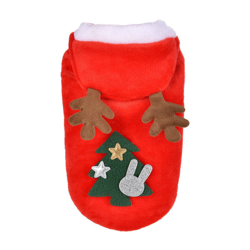 Pet Clothes Autumn And Winter Flannel Festive Clothes Elk Christmas Clothes New Year's Clothes Halloween Christmas Dog Clothes
