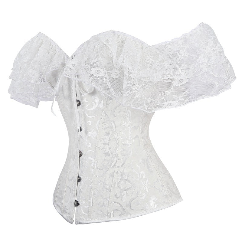 Trendy Influencer-Style 1810 Shapewear Bodysuit Bridal Corset Dress Lace Sleeves Tummy Control Shapewear Fishbone Bra