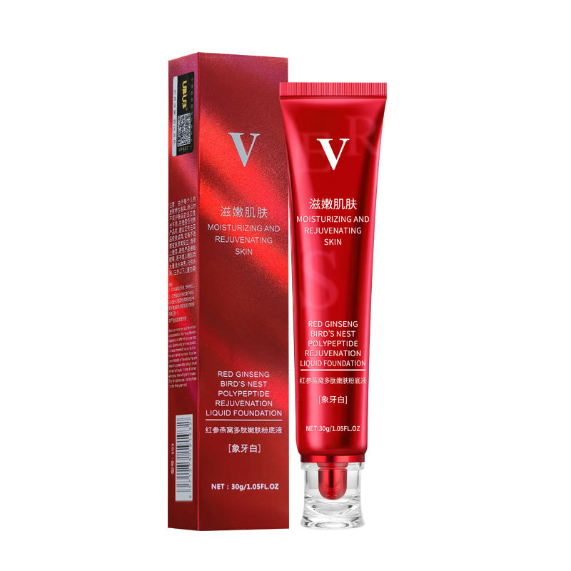 Red Ginseng Bird's Nest Liquid Foundation Cream BB Cream Moisturizing Oil Control Brightening Skin Concealer Lasting Do Not Take Off Makeup Wholesale