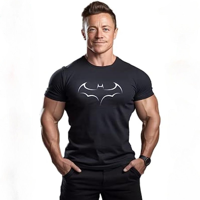 Men's Batman Fitness Short-sleeved T-shirt Cotton Gym