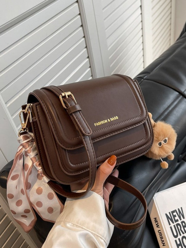 Niche Design Simple Solid Color Texture Popular Messenger Bag Japanese Multi-layer Small Square Bag Women's All-match Shoulder Bag
