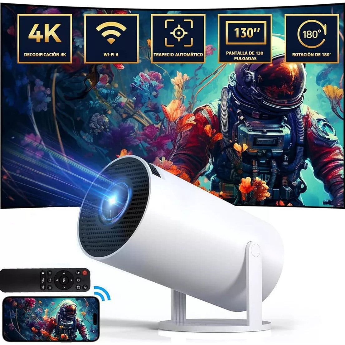 Original HY300PRO HD 4k Projector Home Dormitory Wall Projector Short Focus Foreign Trade Intelligent Projector