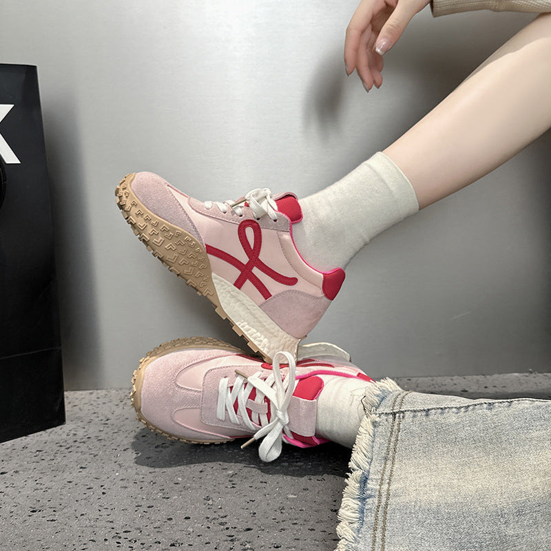 Genuine Leather ~ 7CM Inner Heightening German Training Shoes Women's Shoes Summer Thick Bottom Small Retro Casual Sneaker Torre Shoes
