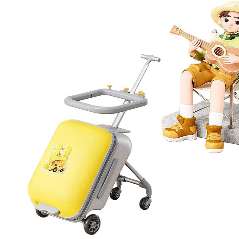 Holiday Travel Children's Stroller Trolley Suitcase, Mom's Travel Suitcase, 20inch Large-Capacity Baby Carry-On Wear-Resistant Luggage