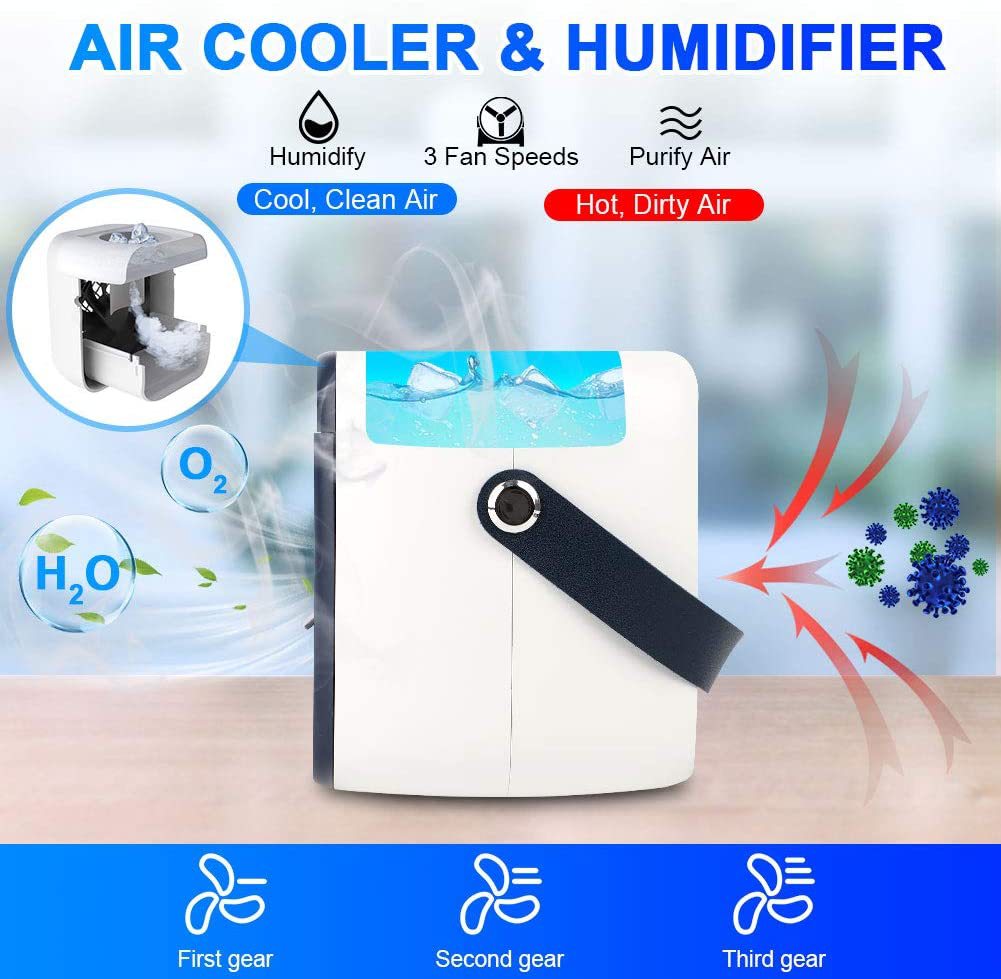 Portable Air Conditioner Rechargeable Evaporative Air Cooler Personal Space Air Purifier