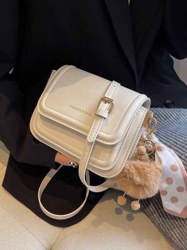 Niche Design Simple Solid Color Texture Popular Messenger Bag Japanese Multi-layer Small Square Bag Women's All-match Shoulder Bag