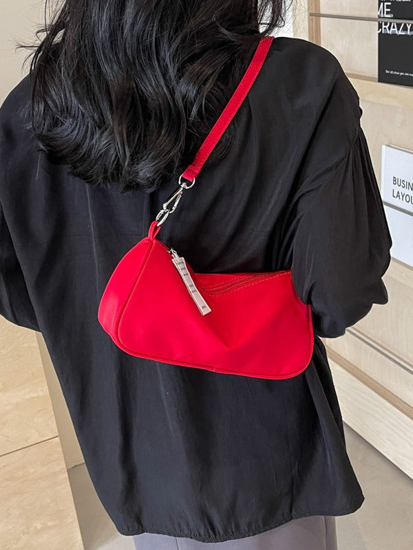 Red Bag For Women 2025 New High-End Single Shoulder Satchel Armpit Bag Niche Design Simple Versatile Commuter Bag