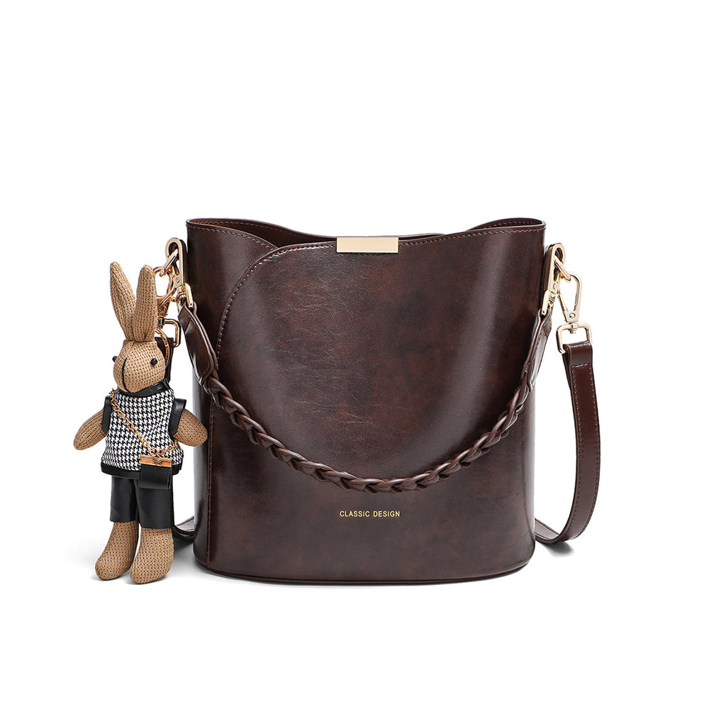 Bag Women's 2025 New High-end Texture Retro Niche Design All-match Crossbody Bag Explosive Portable Bucket Bag