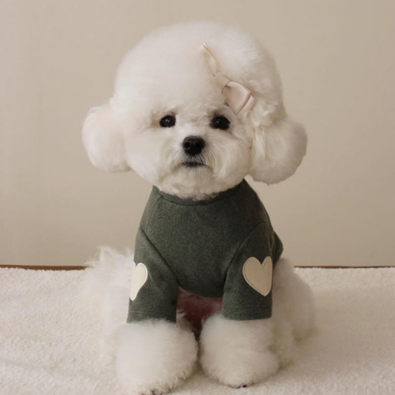 Autumn And Winter Bitter Bear Teddy Yorkshire Bo Meide Velvet Sweatshirt Dog Cat Pet Love Embroidered Warm Clothes