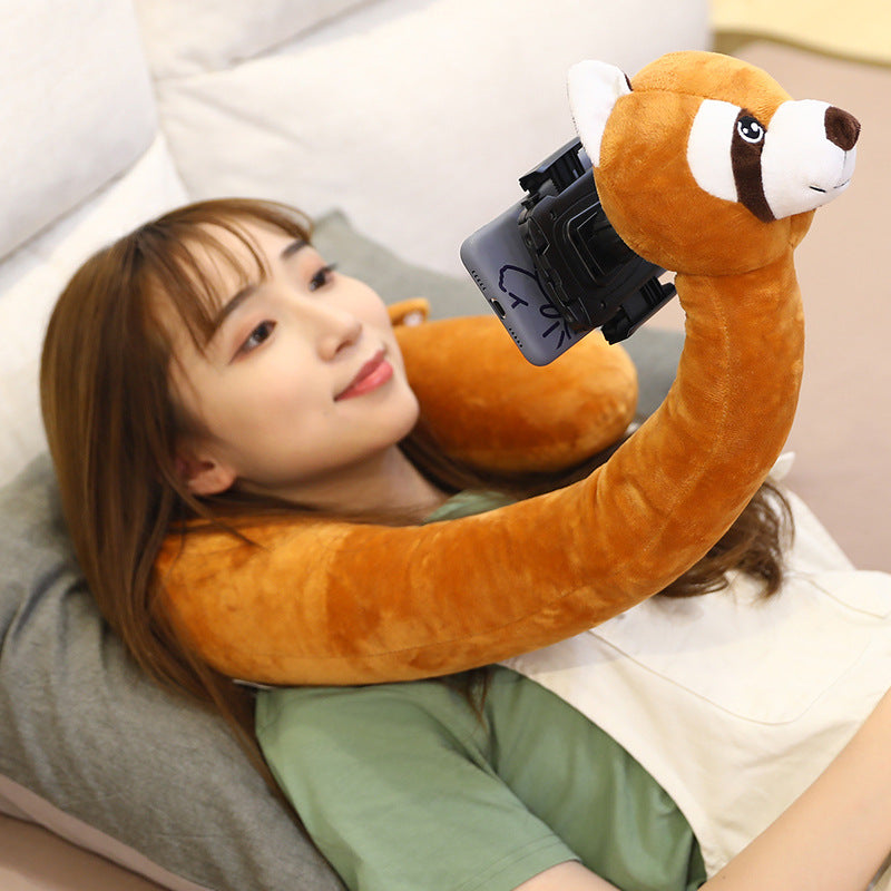 Cartoon Animal U-shaped Pillow Removable Mobile Phone Stand Bed Watching Tv Hanging Neck Cervical Spine Pillow Lazy Stand