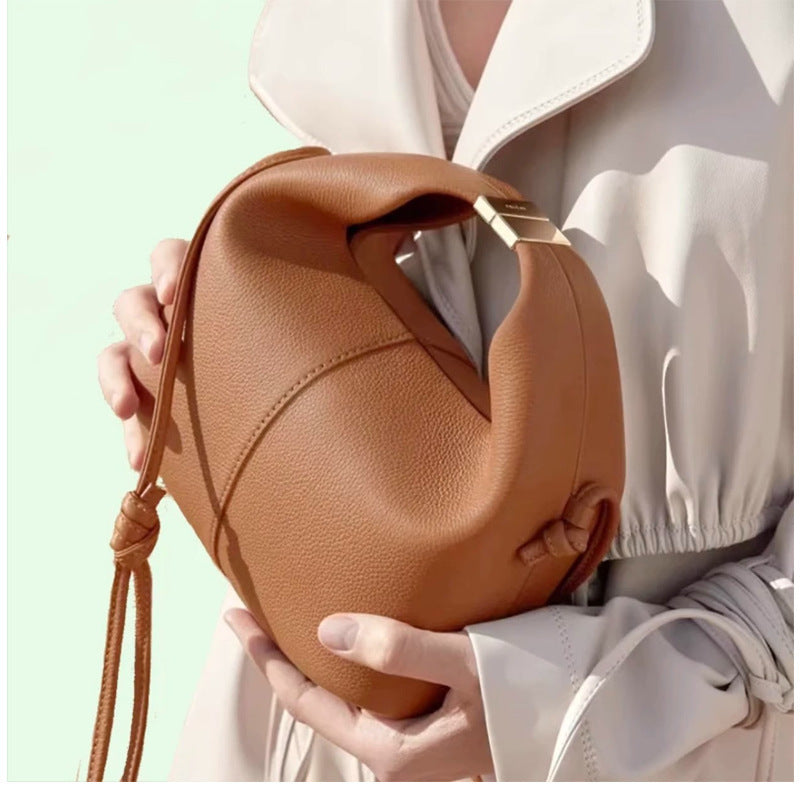 [Celebrity Same Style] Polene Béri Gray Lychee Leather Handheld Crossbody Bag