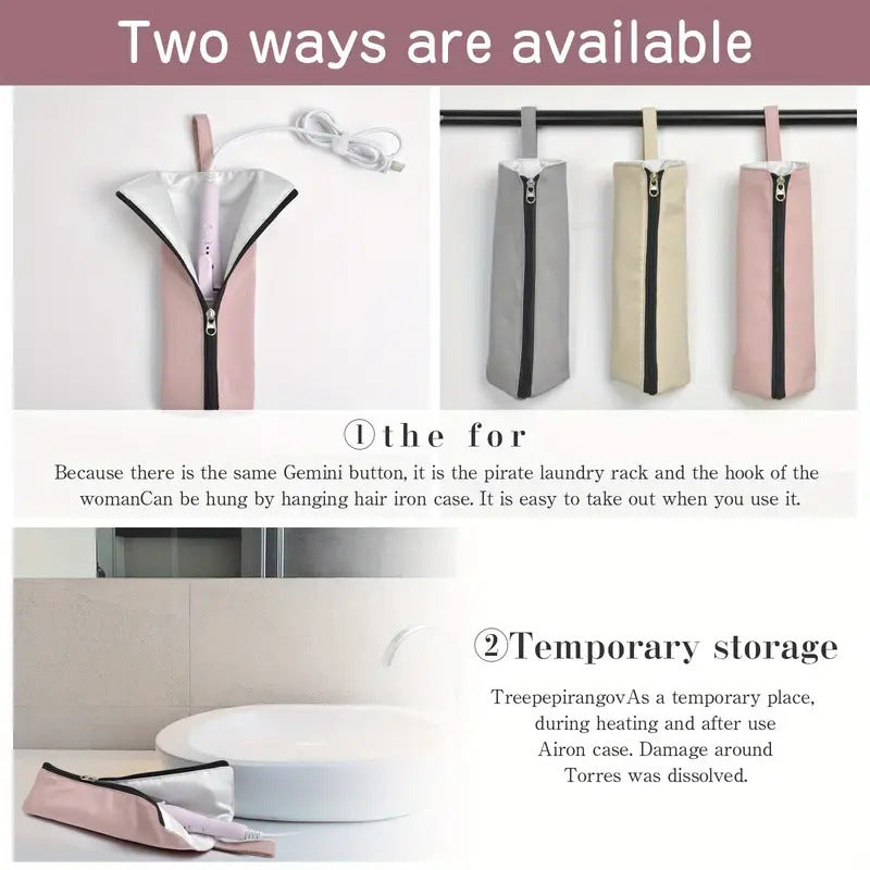 HeatGuard Polyester Storage Bag For Curling Iron And Hair Straightener Portable Fireproof Organizer Storage Bag
