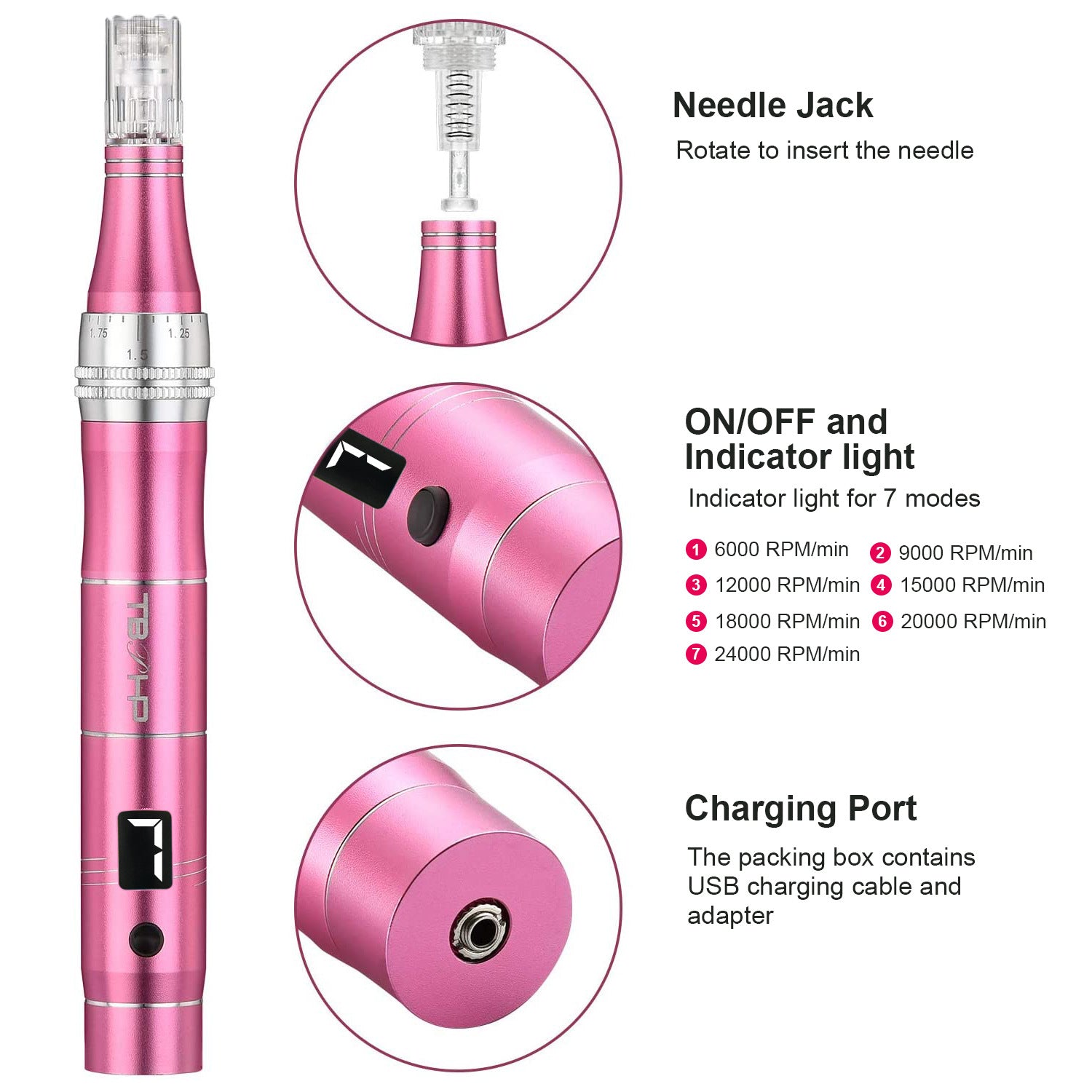 TBPHP Electric Micro-real Instrument Wireless Hydrating Import Instrument Home Beauty Mts Micro-real Head 7 Adjustable