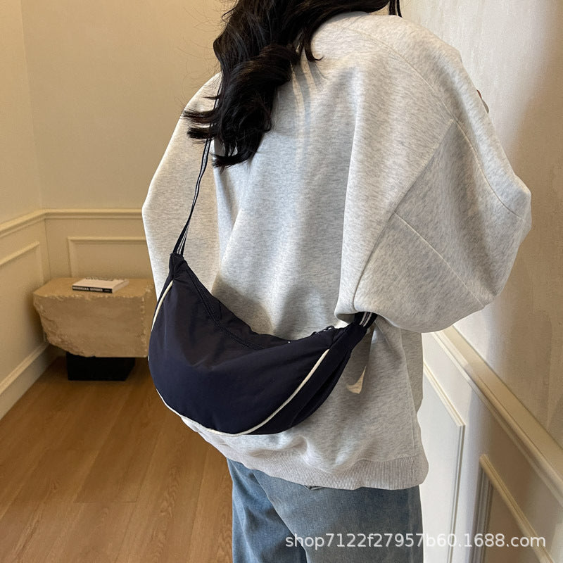 Simple High-grade Texture Canvas Bag Women's 2025 New Niche Design Crossbody Bag Casual Commuter Dumpling Bag