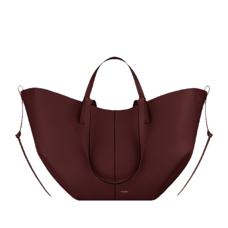 In Stock Polene Polingen Wings Bag Cyme Shoulder Portable Underarm Tote Bag Cowhide Bucket Bag Large Capacity