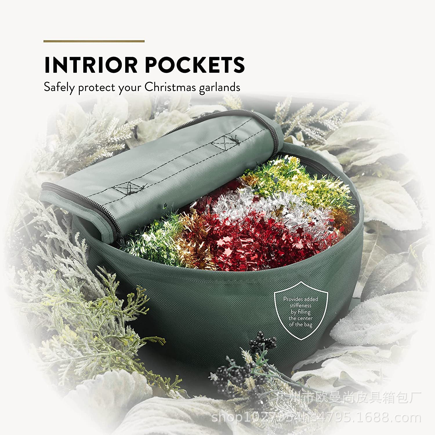 Foreign Trade Direct Supply Double Premium Christmas Wreath Storage Bag Compartment Organizer Christmas Wreath Jewelry Storage Bag