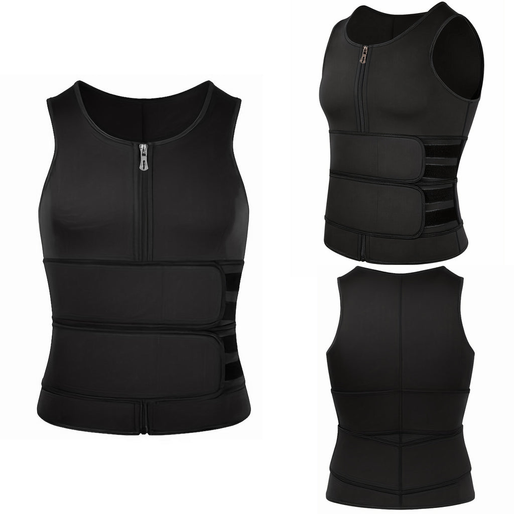 Cross-border Men's Double Belt Vest Shaper Reinforced Sweat Rubber Corset Sport Waist Tight Belt