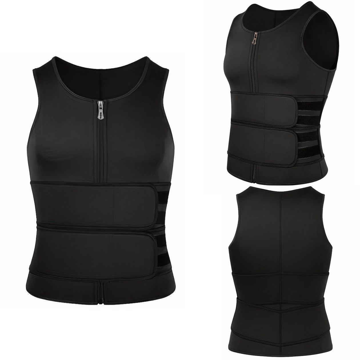 Cross-border Men's Double Belt Vest Shaper Reinforced Sweat Rubber Corset Sport Waist Tight Belt