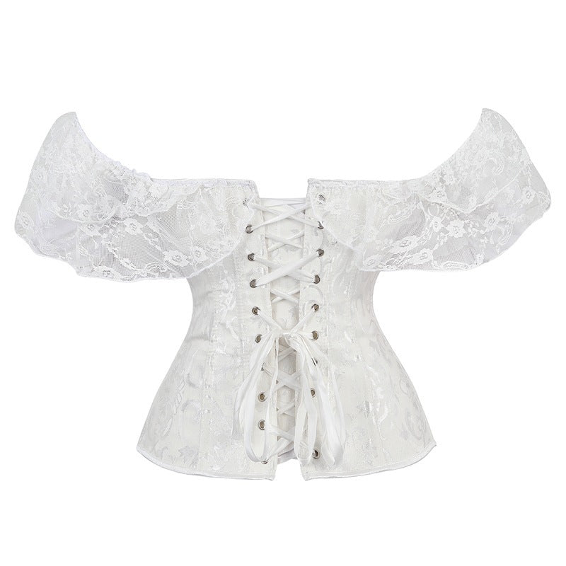 Trendy Influencer-Style 1810 Shapewear Bodysuit Bridal Corset Dress Lace Sleeves Tummy Control Shapewear Fishbone Bra