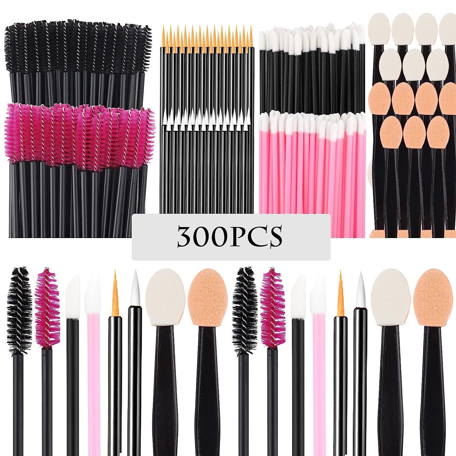 Disposable Makeup Tool Set Eyelash Brush Eyebrow Brush Lip Brush Palette Duckbill Hairpin Triangle Powder Puff