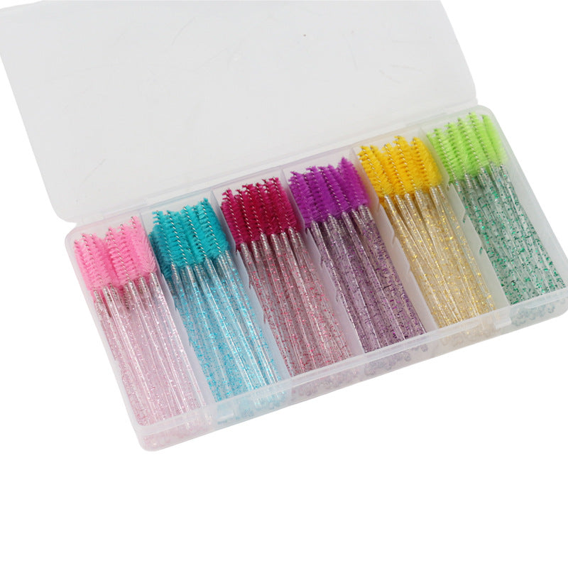 Lip Brush Mascara Brush Eyeliner Powder Puff Clip Set Plastic Six-compartment Storage Box Multi-compartment Beauty Tool