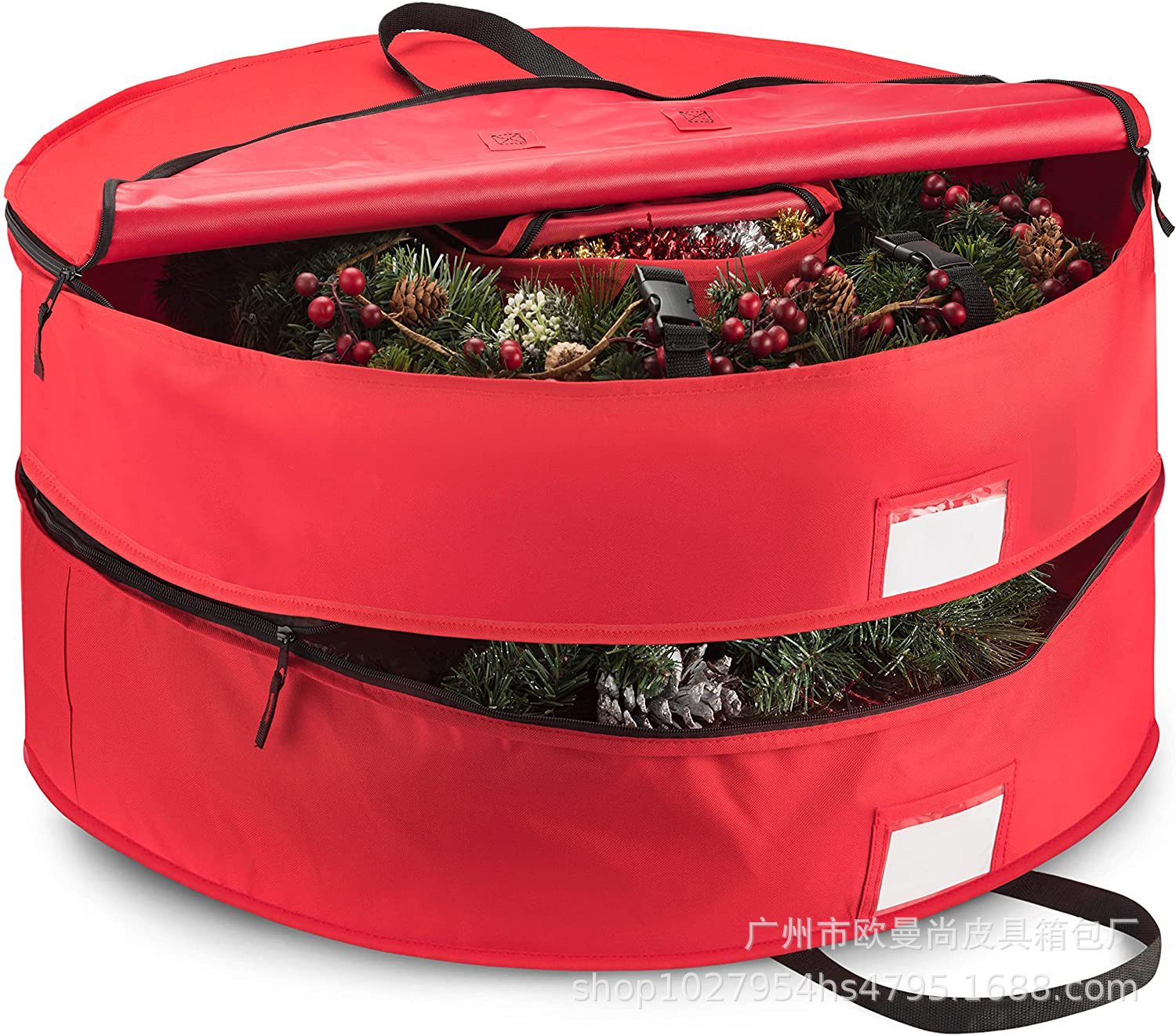 Foreign Trade Direct Supply Double Premium Christmas Wreath Storage Bag Compartment Organizer Christmas Wreath Jewelry Storage Bag