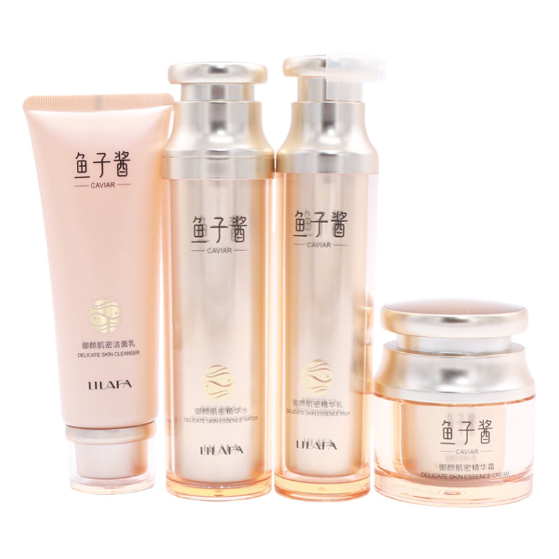 Lilanfei Caviar Skin Care Suit Facial Cleanser Facial Cleansing Essence Water Cream Eye Cream Foundation Liquid