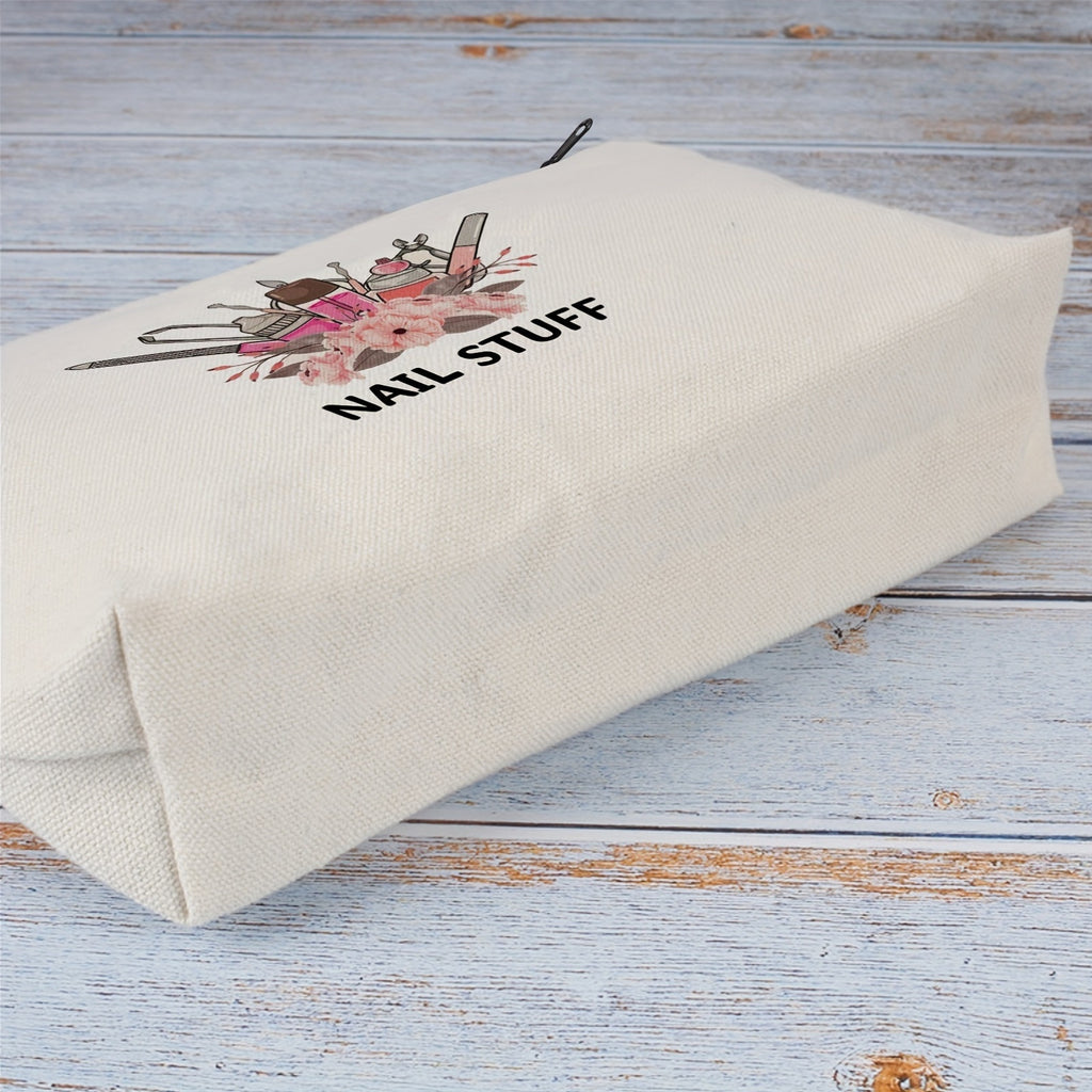 Canvas Nail Art Technical Gift Bag, Multi-functional Cosmetic Organizer, Durable Zipper Bag, Storage Bag